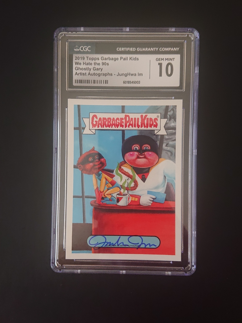 2019 Garbage Pail Kids Hate 90's - Ghostly Gary (JungHwa Im) Auto /25 - CGC 10